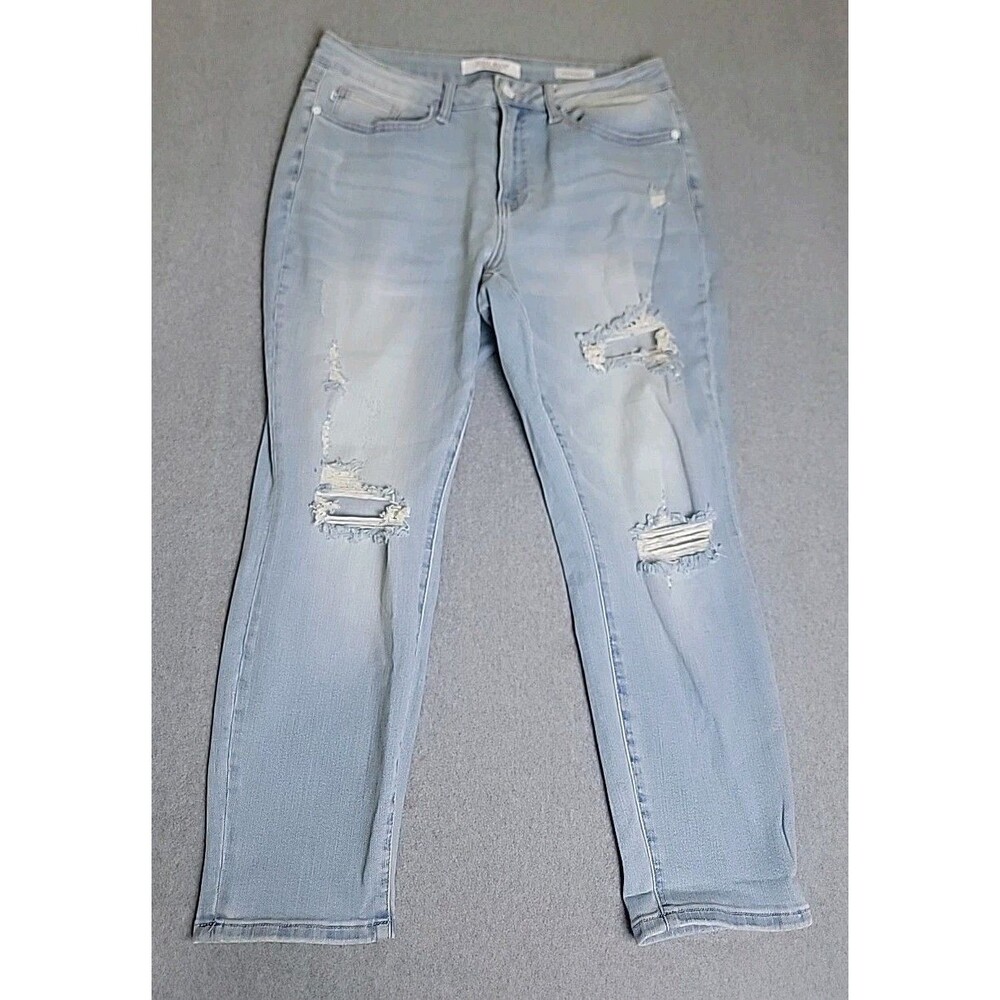 Judy‎ Blue Jeans Womens 14W 33x27 Jeans Boyfriend Distressed Mid Rise Stretch